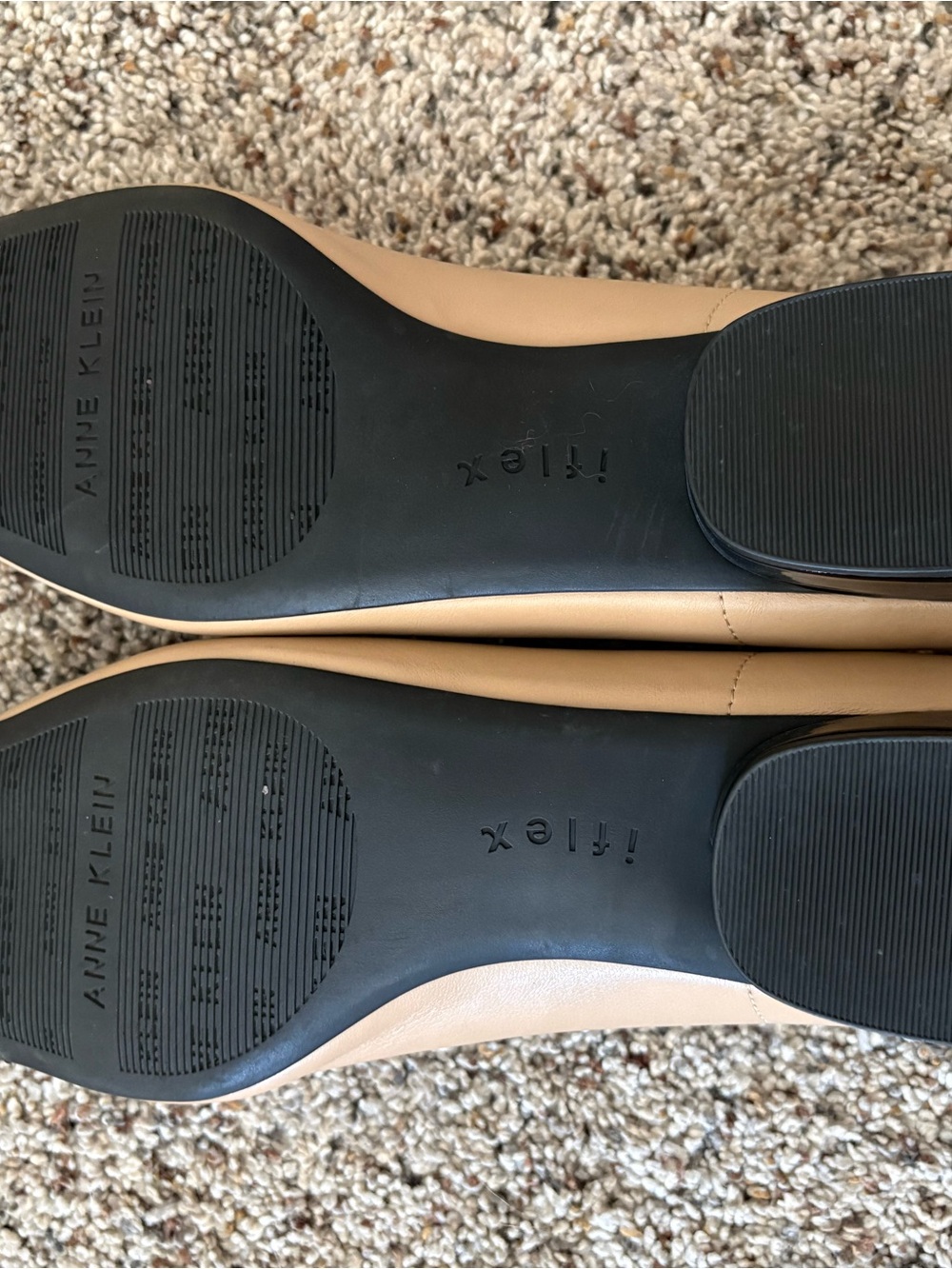 Anne Klein Tan and Black Square-Toe Ballet Flats - Picture 5 of 7